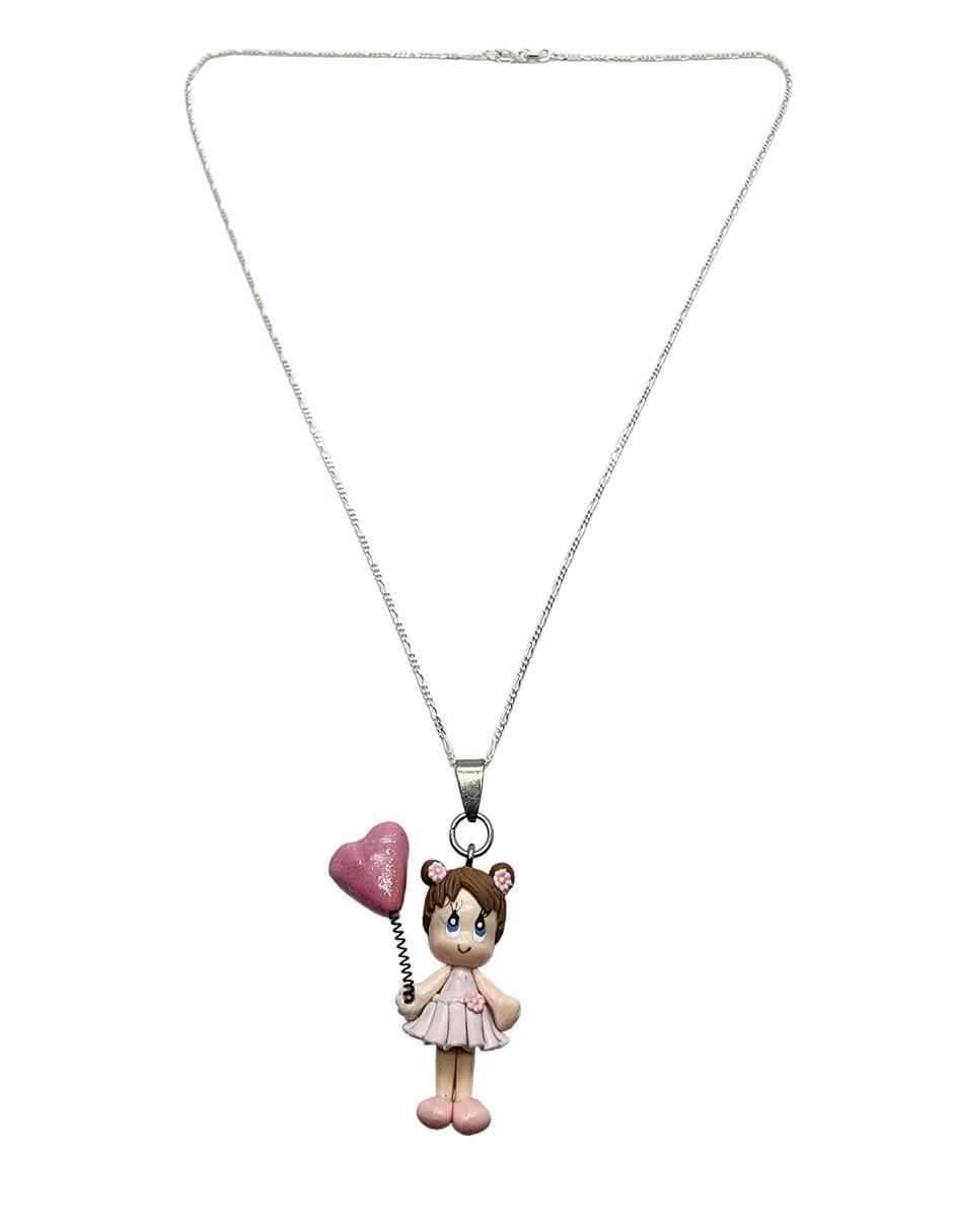 Collar con dije de niña Globos de plata P 925 2
