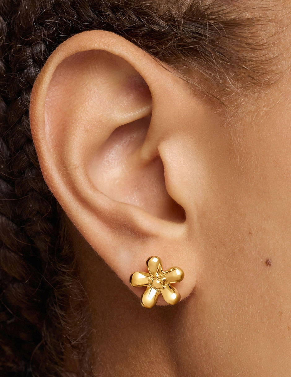 Aretes de flor Daisy de plata P 925 con acabado baño de oro amatista 4