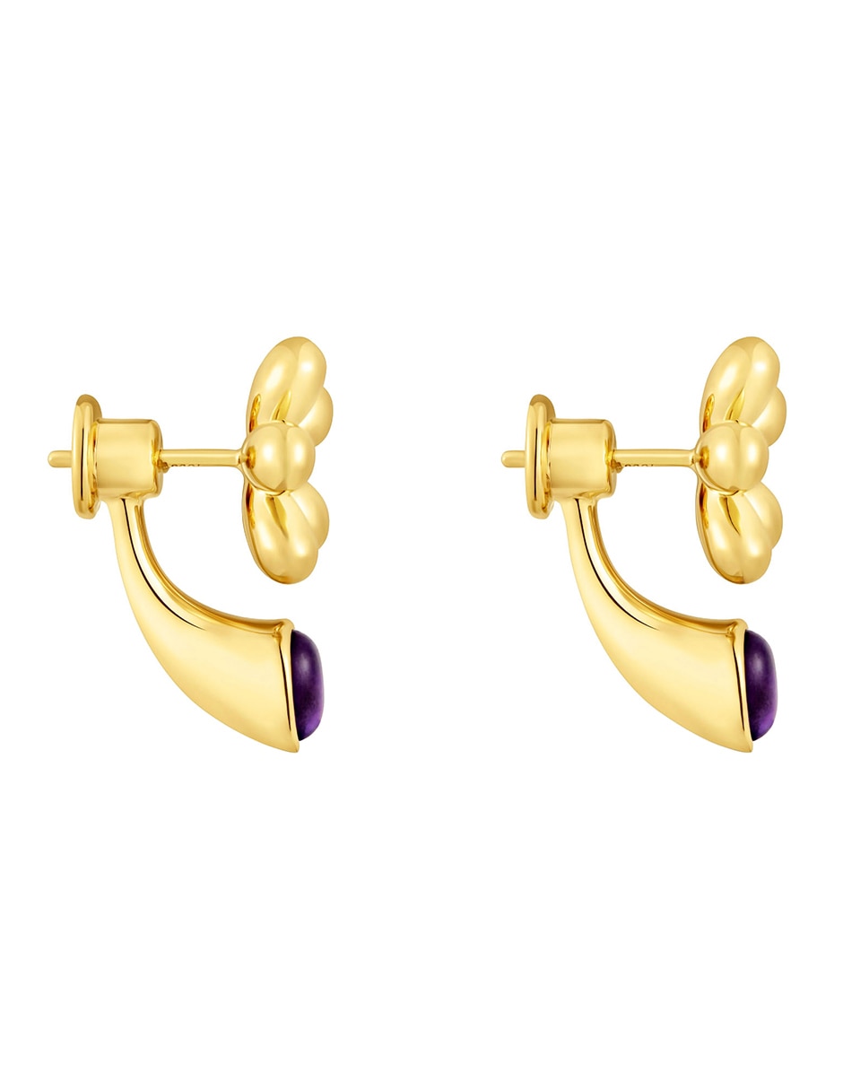 Aretes de flor Daisy de plata P 925 con acabado baño de oro amatista 6