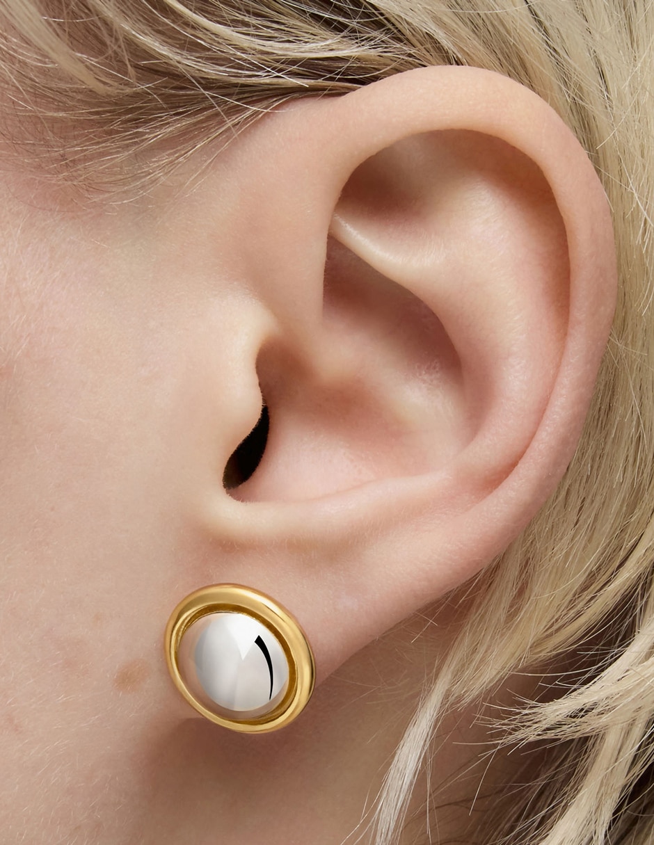 Aretes circulares Plump de plata P 925 con acabado baño de oro 5
