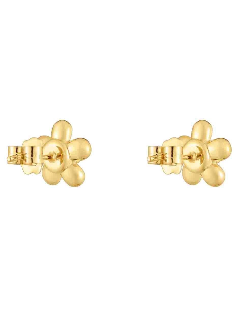 Aretes de flor Daisy de oro amarillo con acabado brillante perla de agua 2