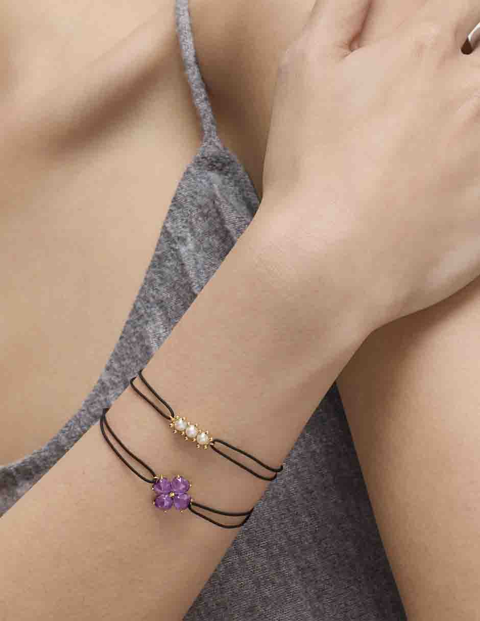 Pulsera de oro amarillo con amatista 18 k Daisy 5