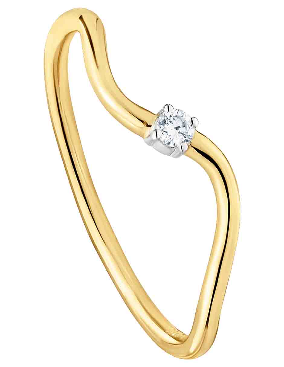 Anillo con gema Daisy 18 k de oro amarillo diamante brillante 2