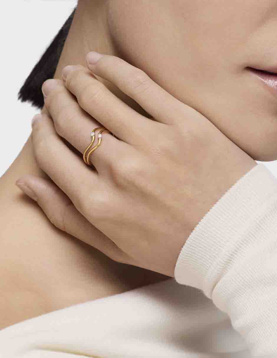 Anillo con gema Daisy 18 k de oro amarillo diamante brillante 4