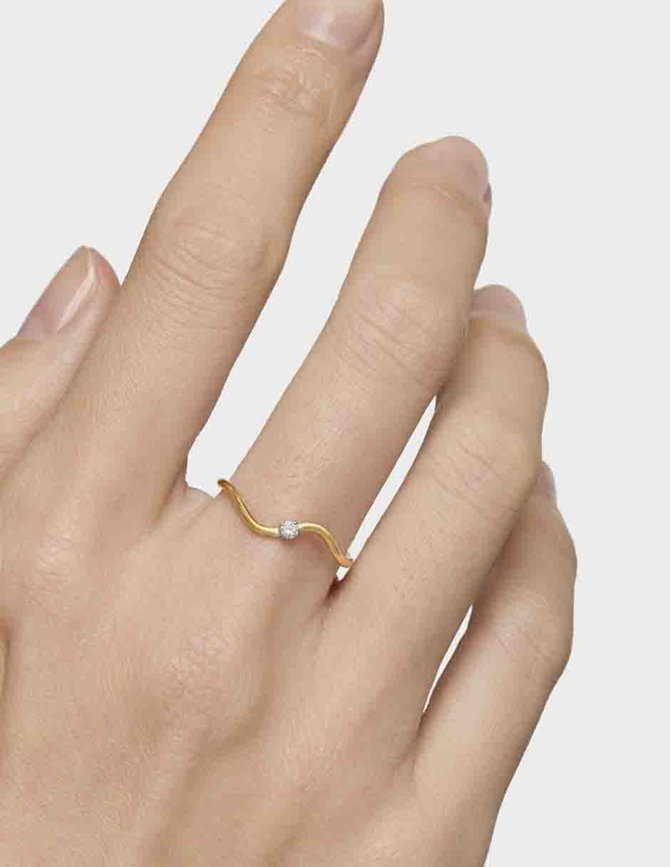 Anillo con gema Daisy 18 k de oro amarillo diamante brillante 6