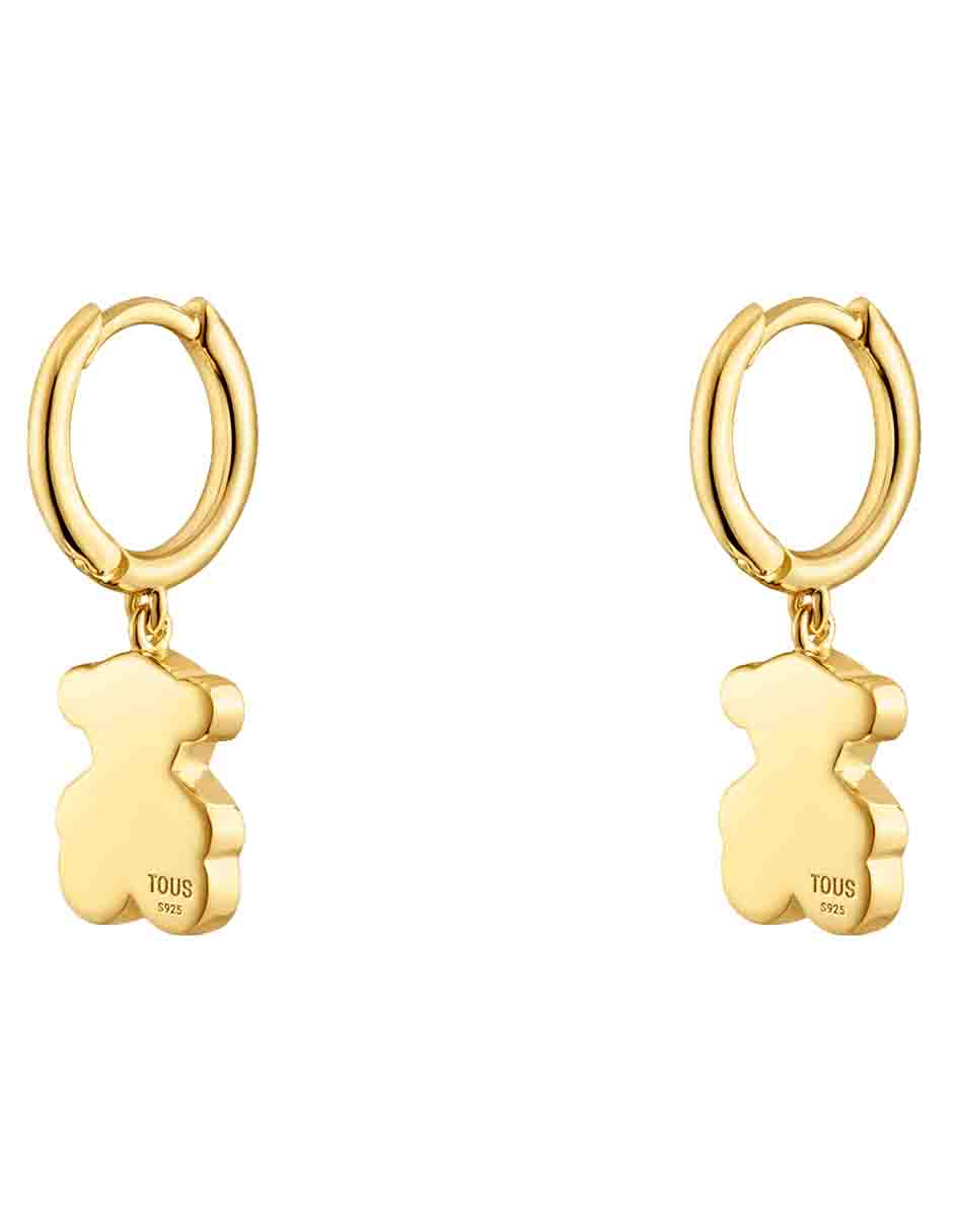 Aretes de aro de oso Sweet Dolls de plata P 925 con acabado baño de oro 3