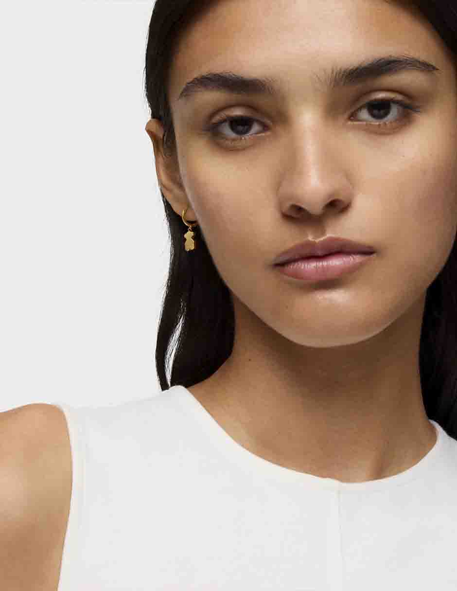 Aretes de aro de oso Sweet Dolls de plata P 925 con acabado baño de oro 4