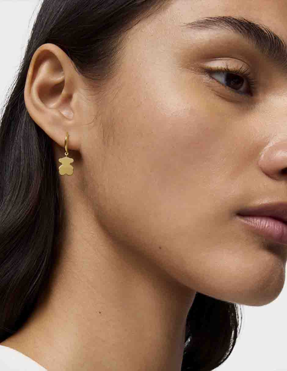 Aretes de aro de oso Sweet Dolls de plata P 925 con acabado baño de oro 5