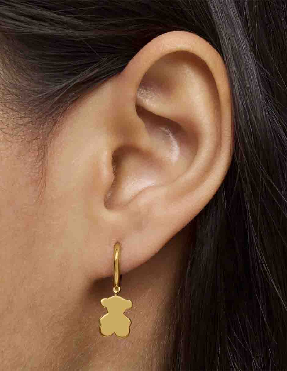 Aretes de aro de oso Sweet Dolls de plata P 925 con acabado baño de oro 6