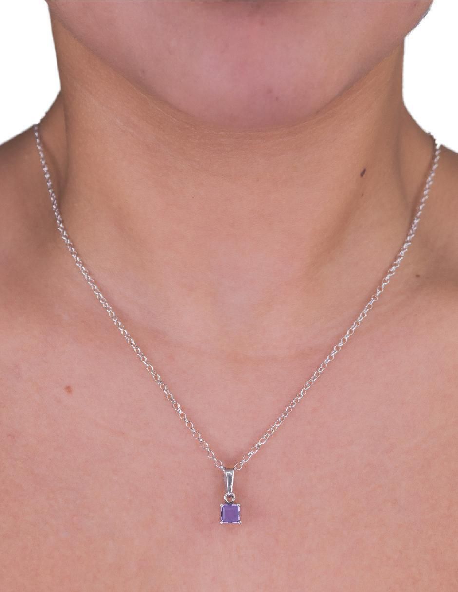 Collar con dije cuadrado Destellos de plata P 925 4