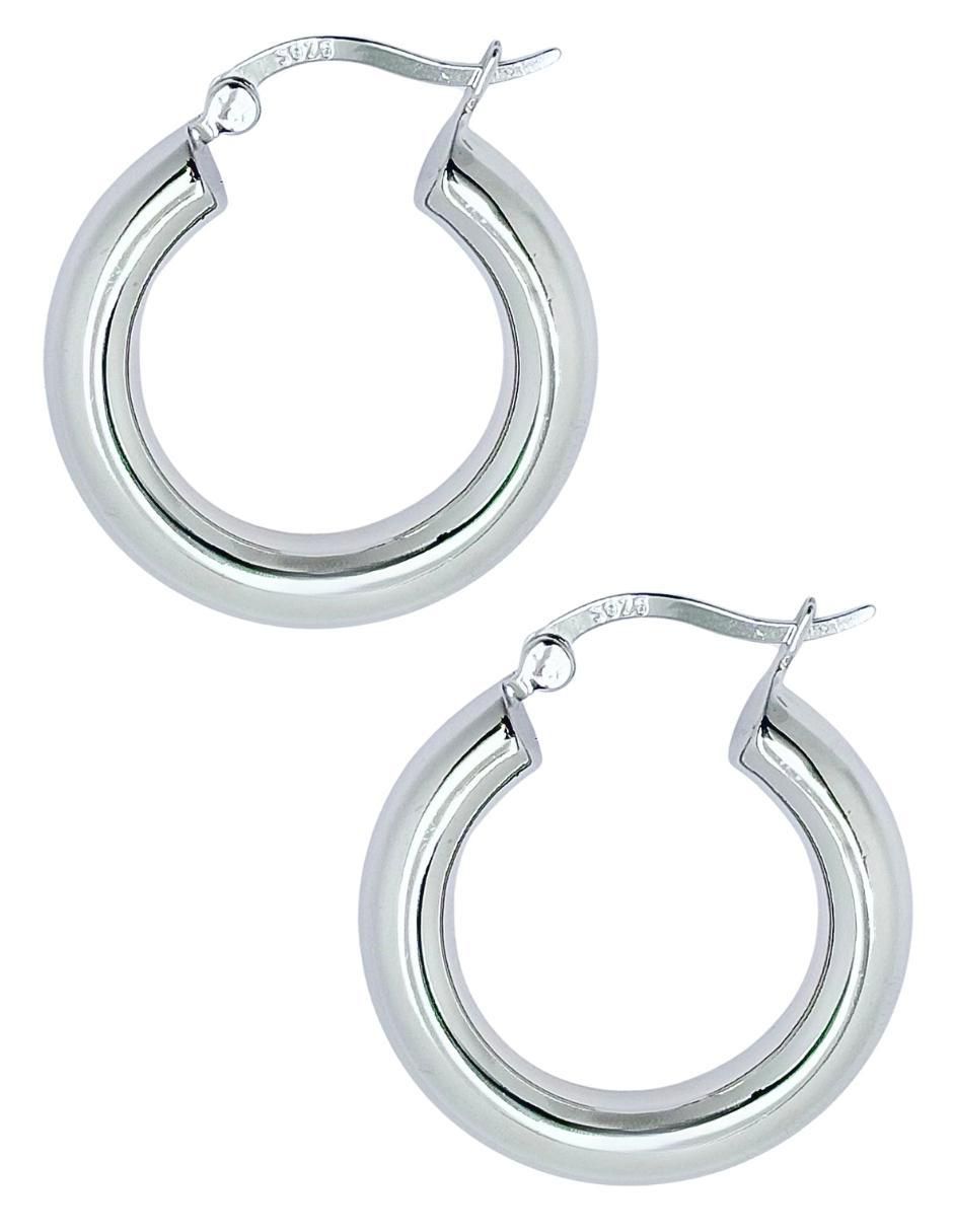 Aretes de aro circulares de plata P 925 con acabado brillante Aretes de aro circulares de plata P 925 con acabado brillante