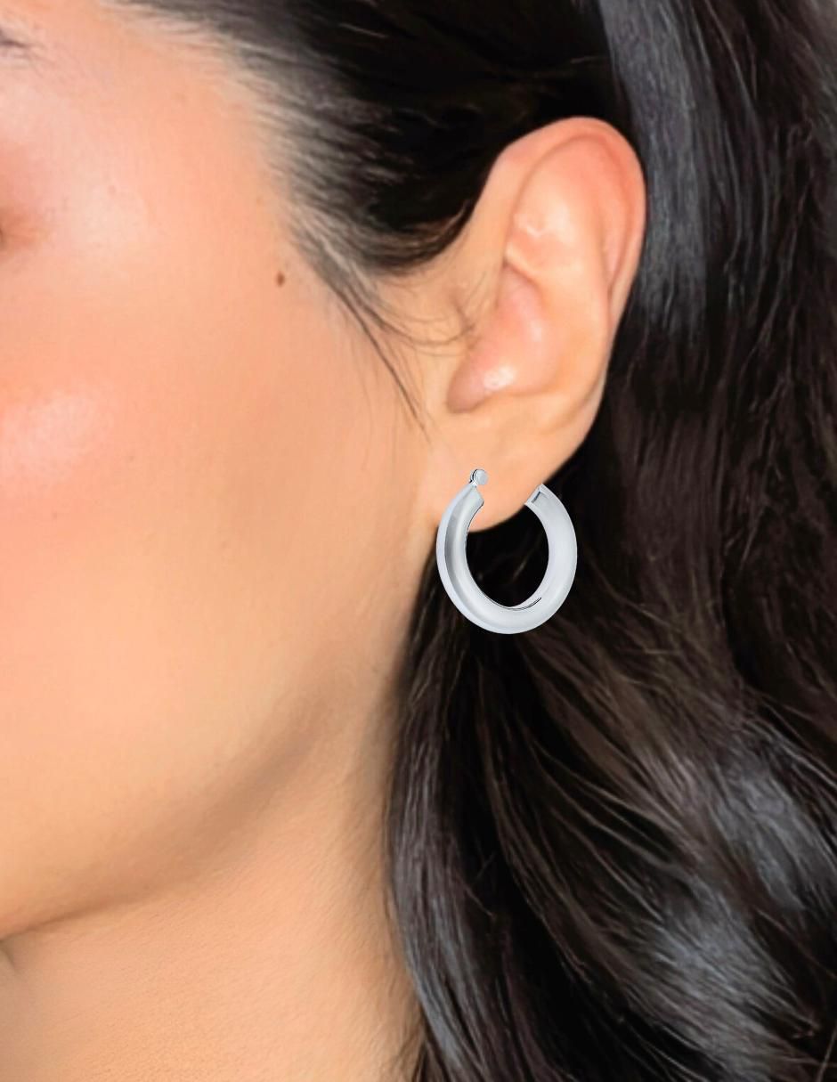 Aretes de aro circulares de plata P 925 con acabado brillante 3