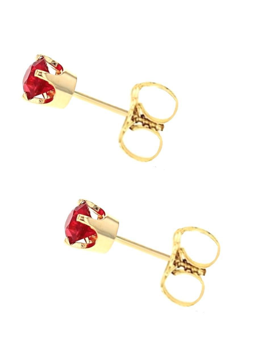 Broqueles redondos de oro amarillo 14 K con acabado lustre rubí