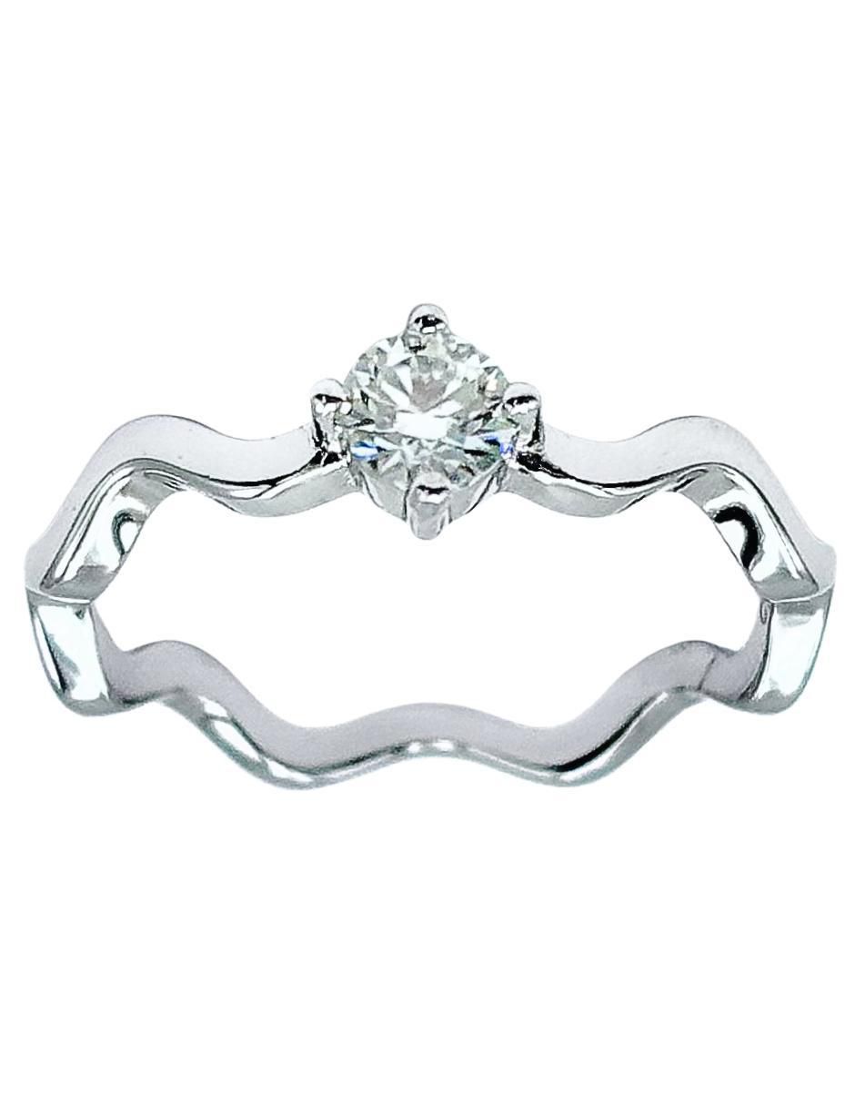 Anillo con gema ondulado P 925 de plata zirconia brillante