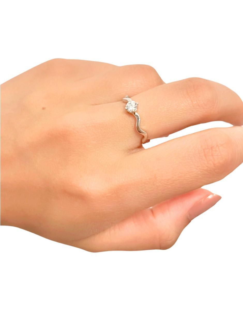 Anillo con gema ondulado P 925 de plata zirconia brillante 2