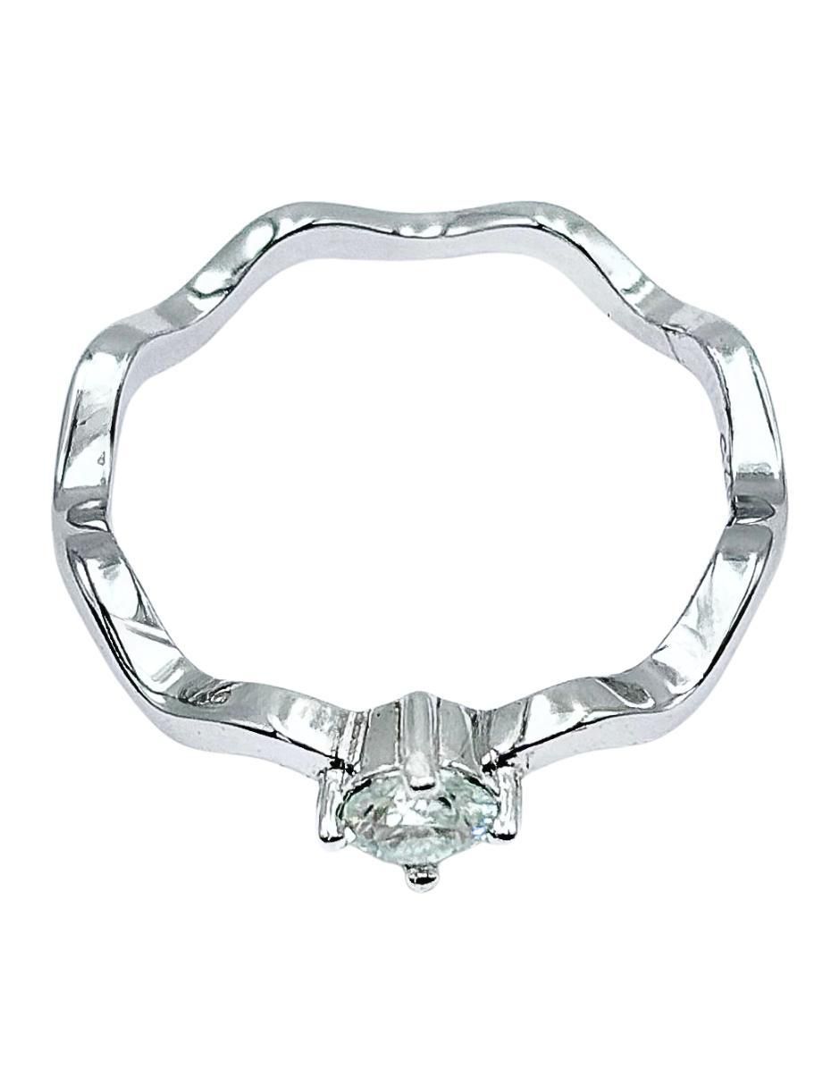 Anillo con gema ondulado P 925 de plata zirconia brillante 4