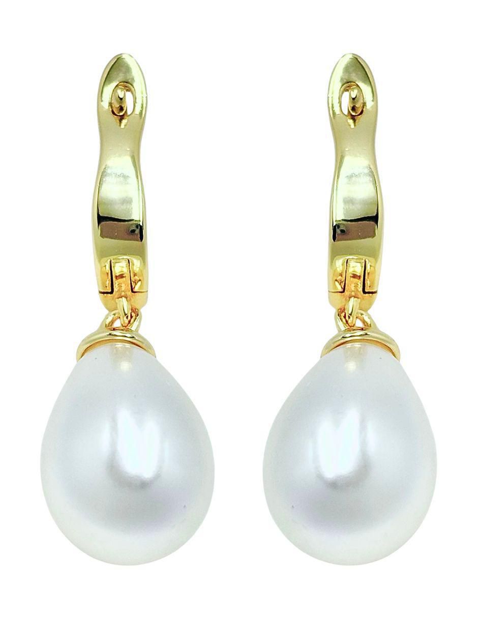 Aretes ovalados de plata P 925 con acabado baño de oro imitación perla 2