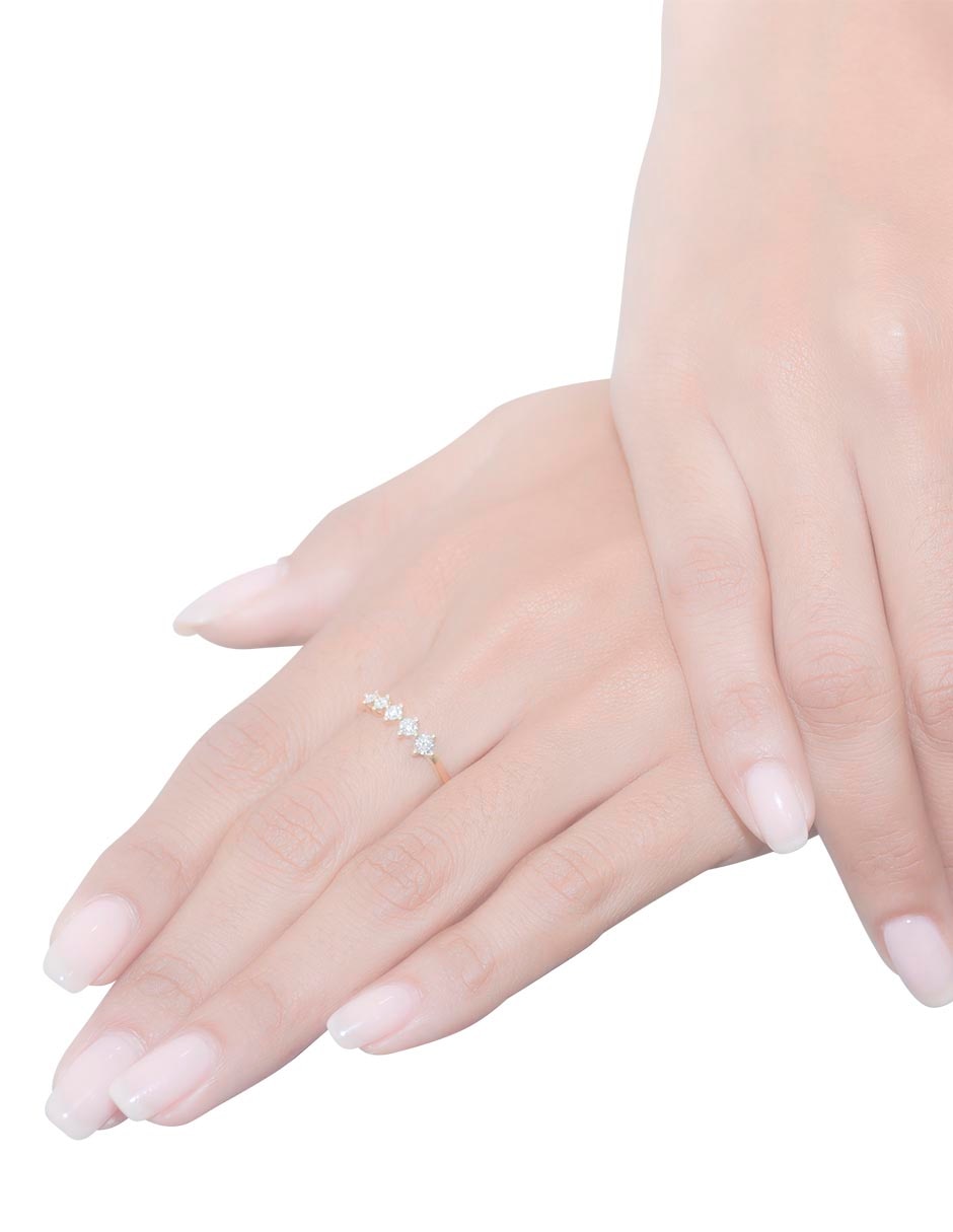Anillo 14 k de oro diamante pavé 4