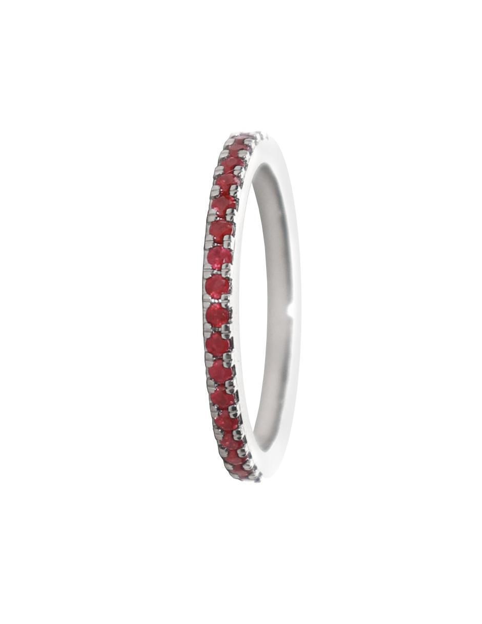 Anillo 14 k de oro rubí pavé 2