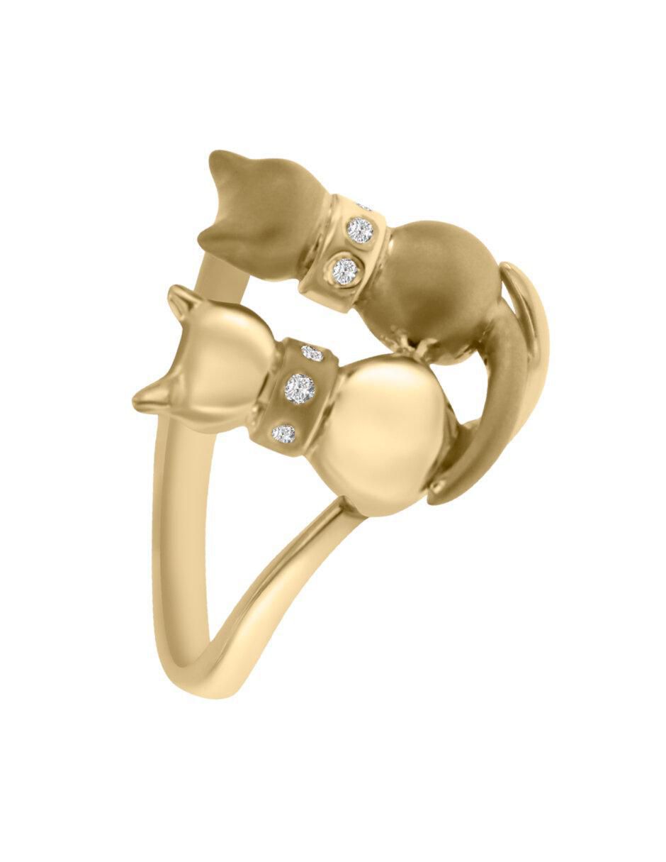 Anillo de gato Erol 14 k de oro diamante brillante 4