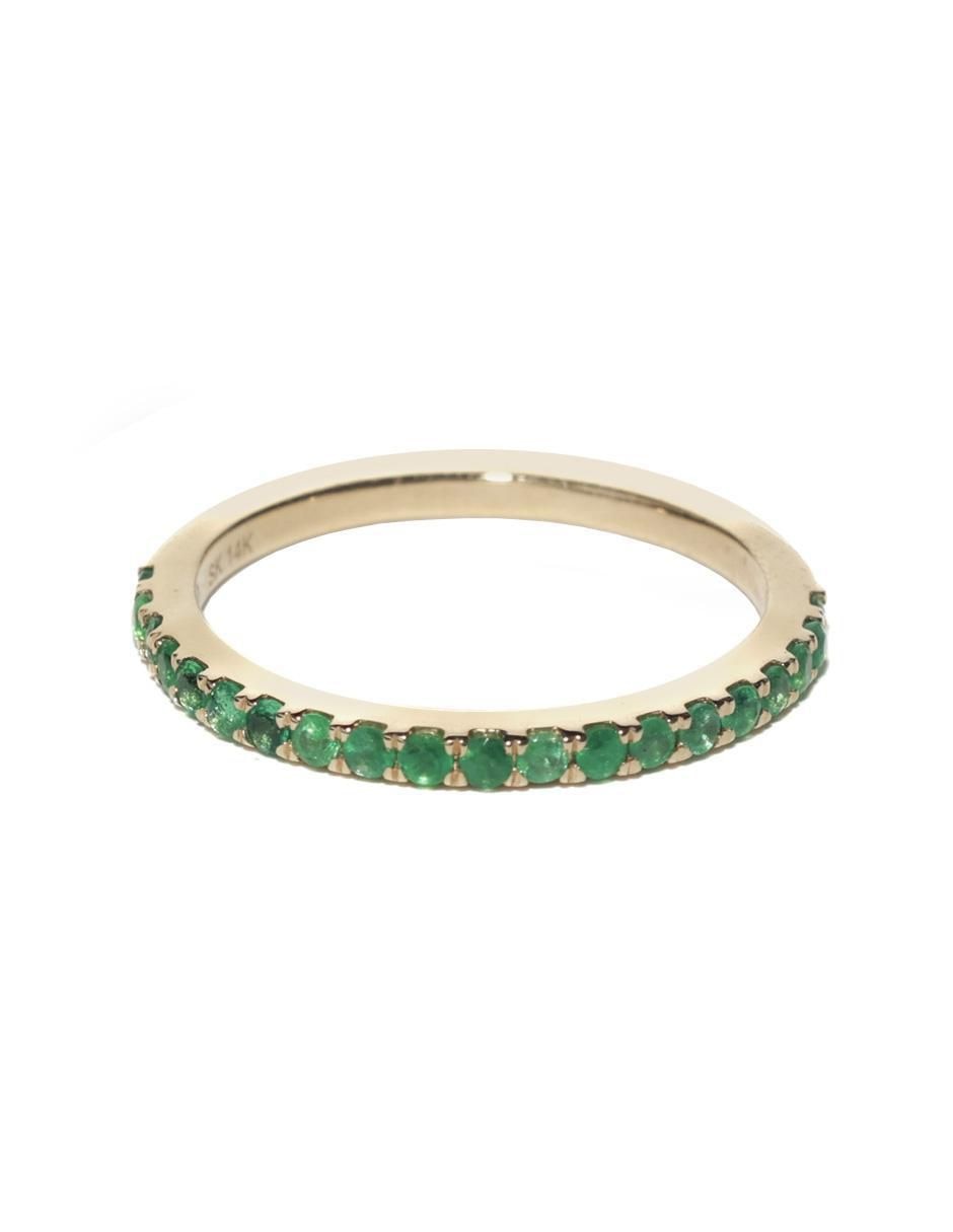 Anillo 14 k de oro esmeralda pavé