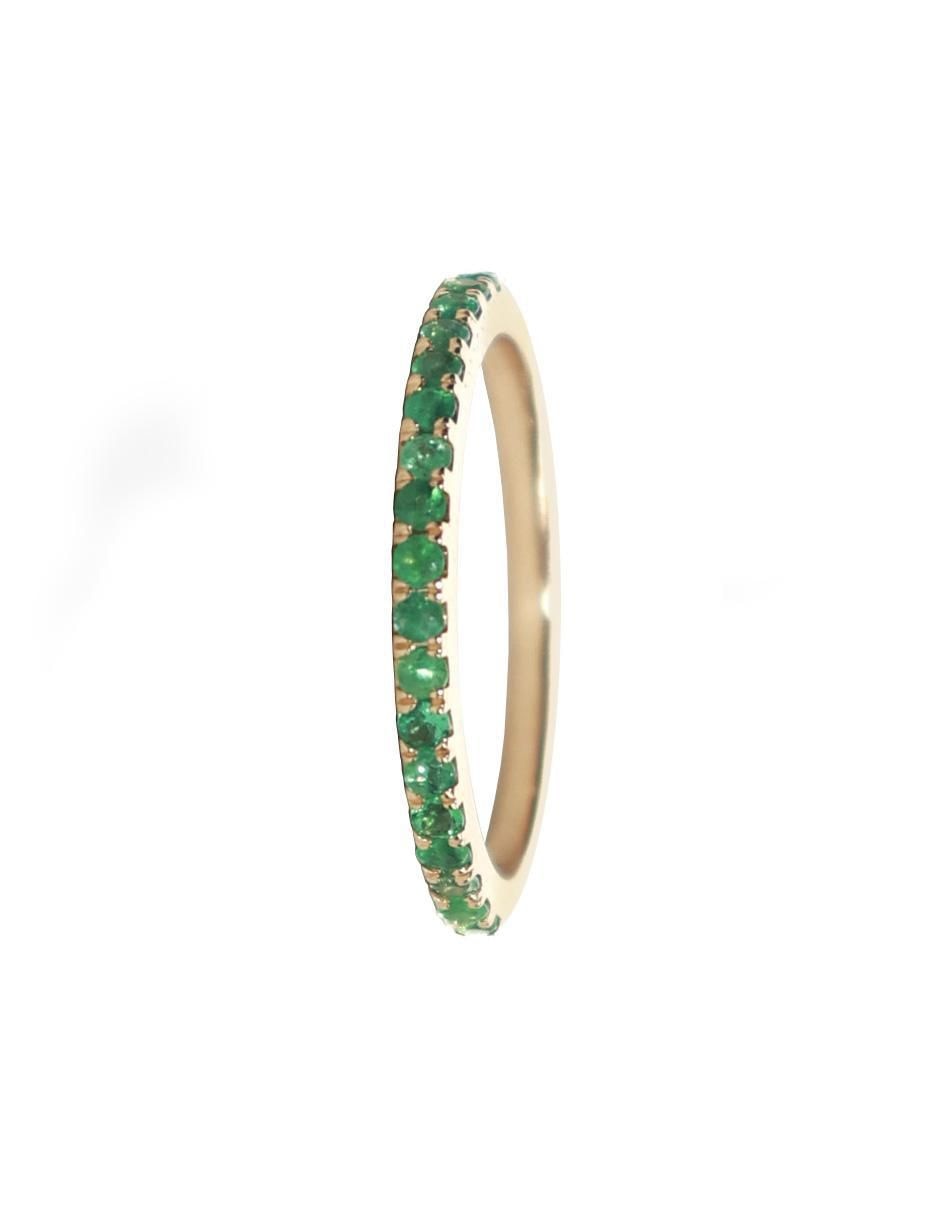 Anillo 14 k de oro esmeralda pavé