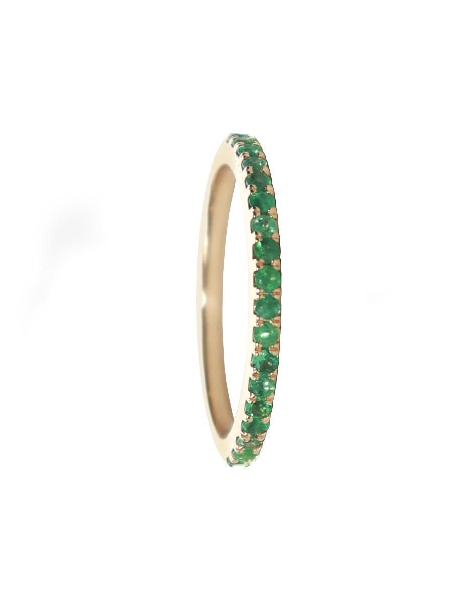 Anillo 14 k de oro esmeralda pavé