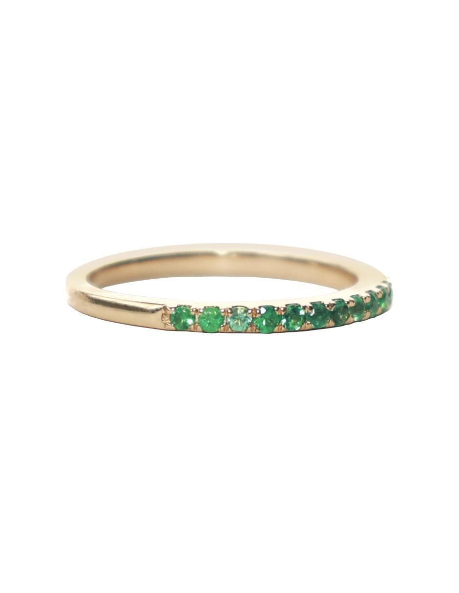Anillo 14 k de oro esmeralda pavé