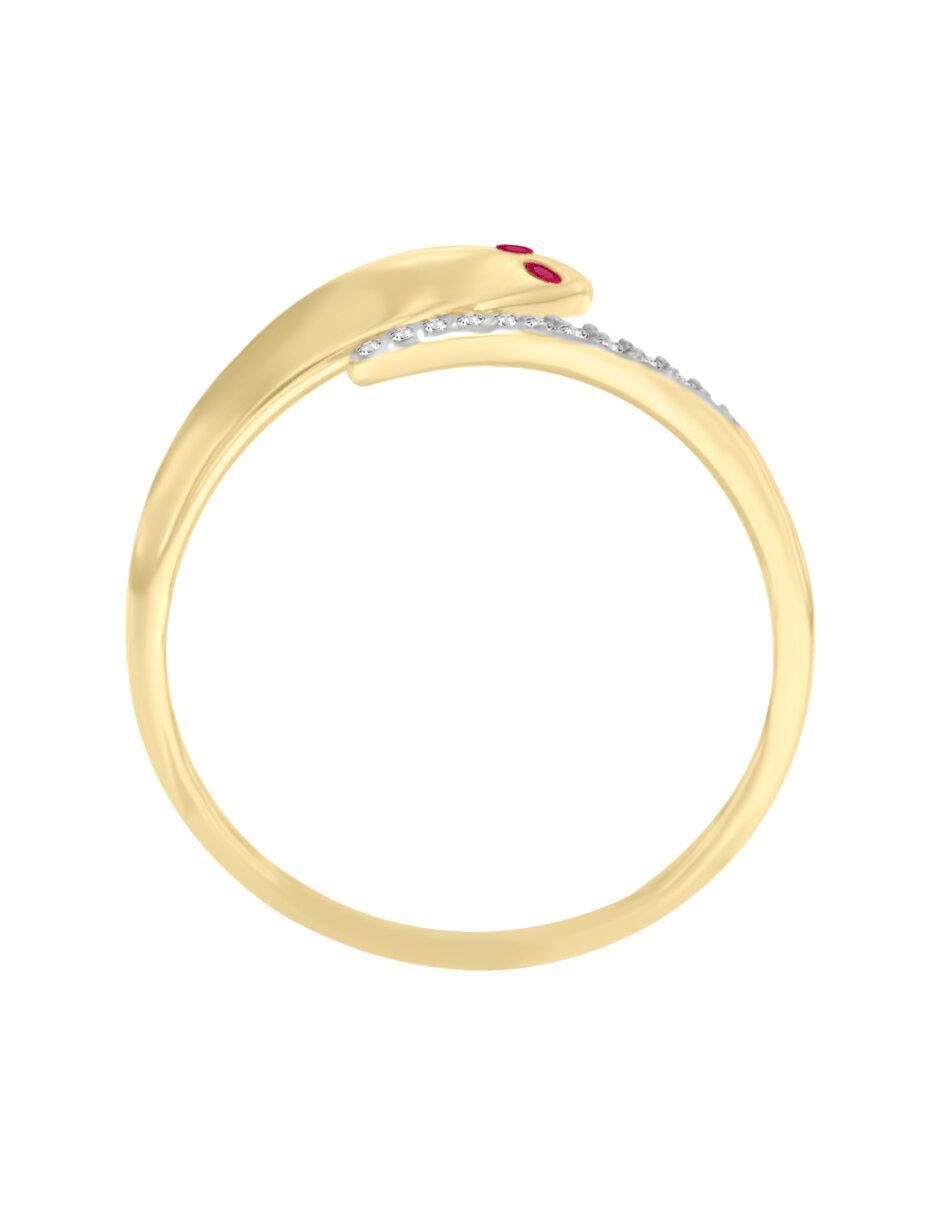 Anillo de serpiente 14 k de oro rubí y diamante brillante 2