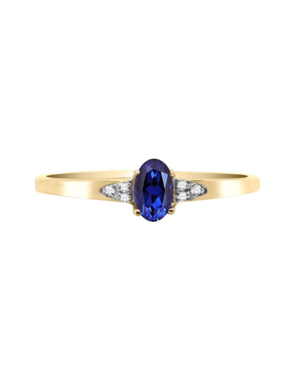 Anillo Jana 14 k de oro zafiro y diamante brillante