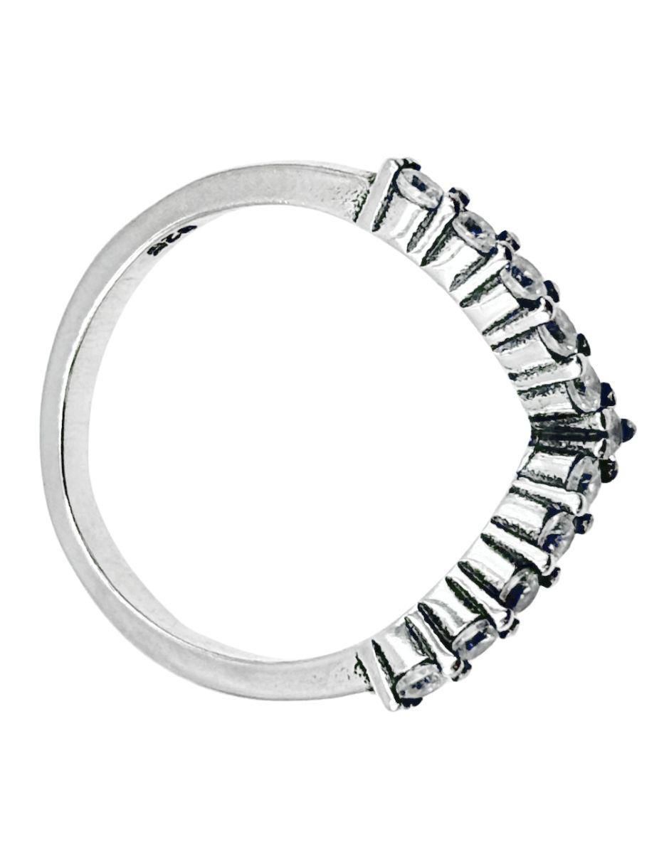 Anillo con gema triangular P 925 de plata zirconia cúbica pavé 12
