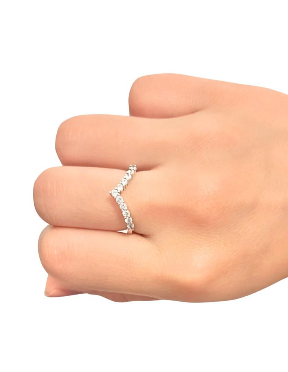 Anillo con gema triangular P 925 de plata zirconia cúbica pavé 13