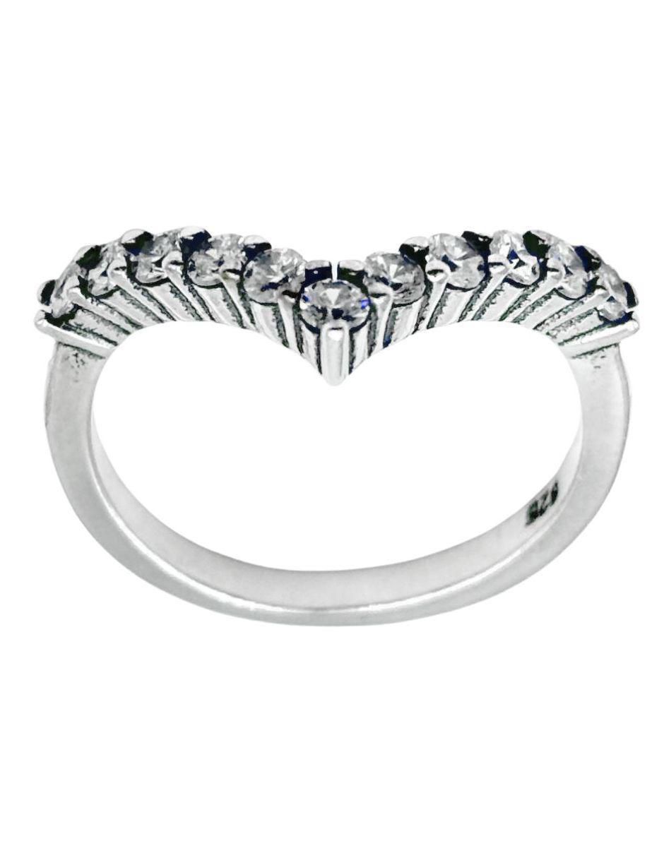 Anillo con gema triangular P 925 de plata zirconia cúbica pavé 11