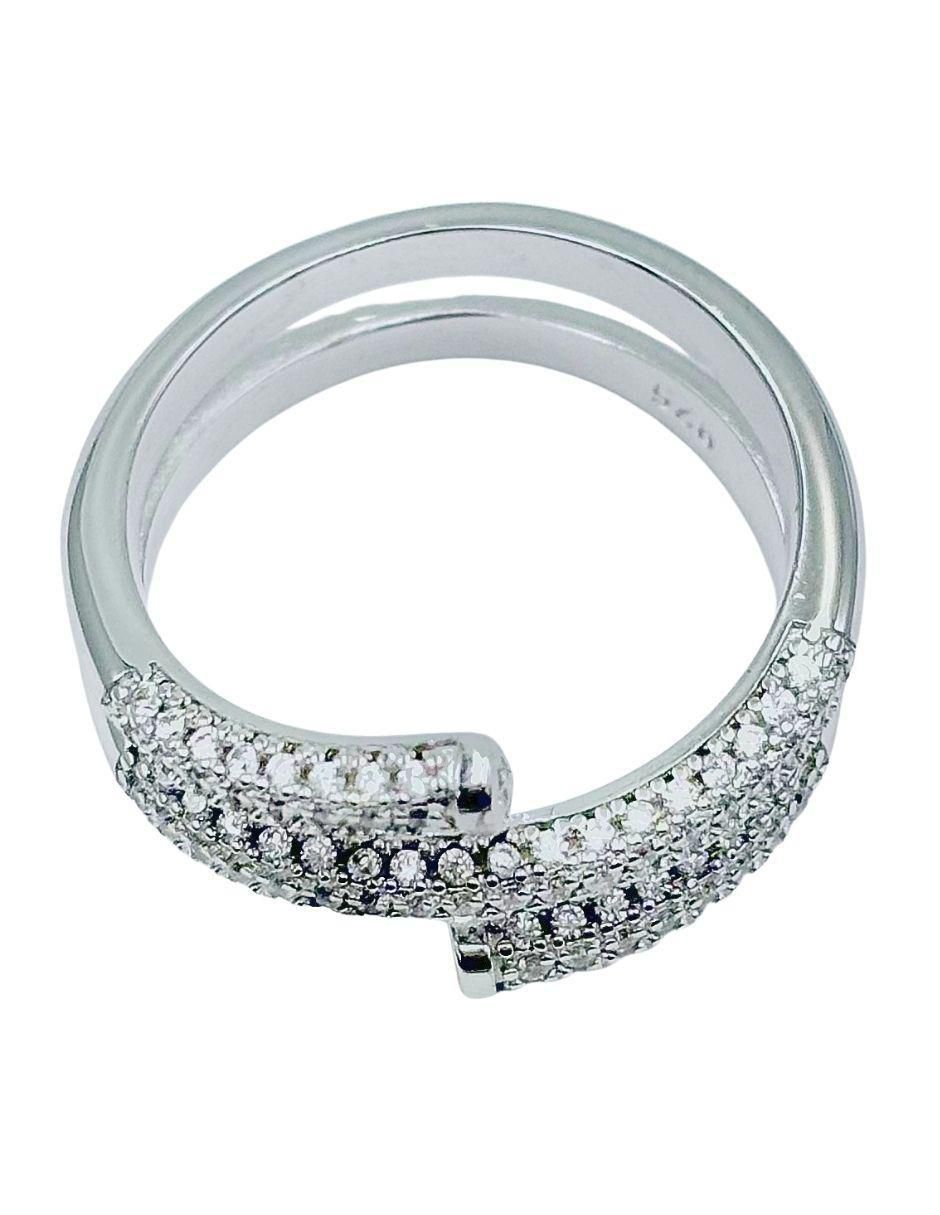 Anillo con gema semicircular Espiral P 925 de plata circonita pavé 2