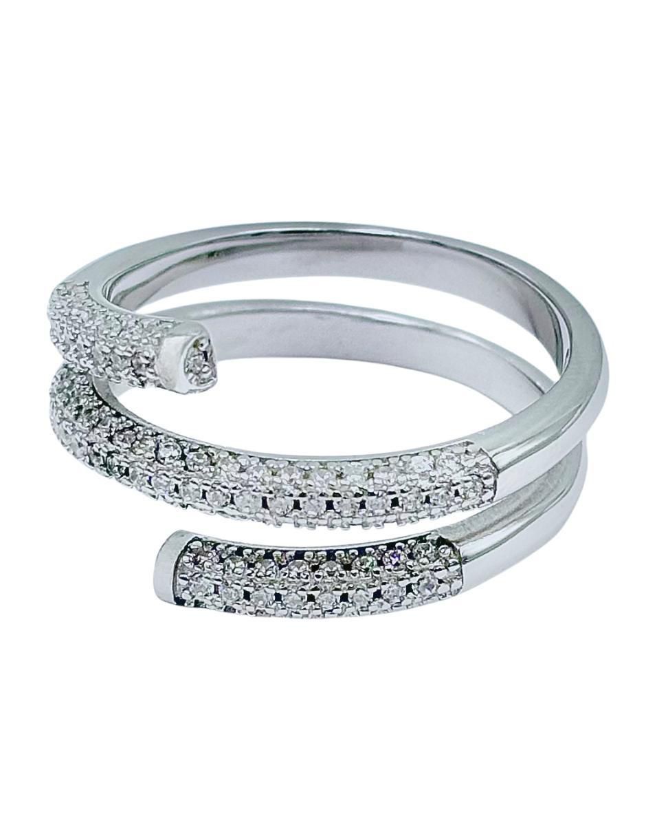 Anillo con gema semicircular Espiral P 925 de plata circonita pavé 5