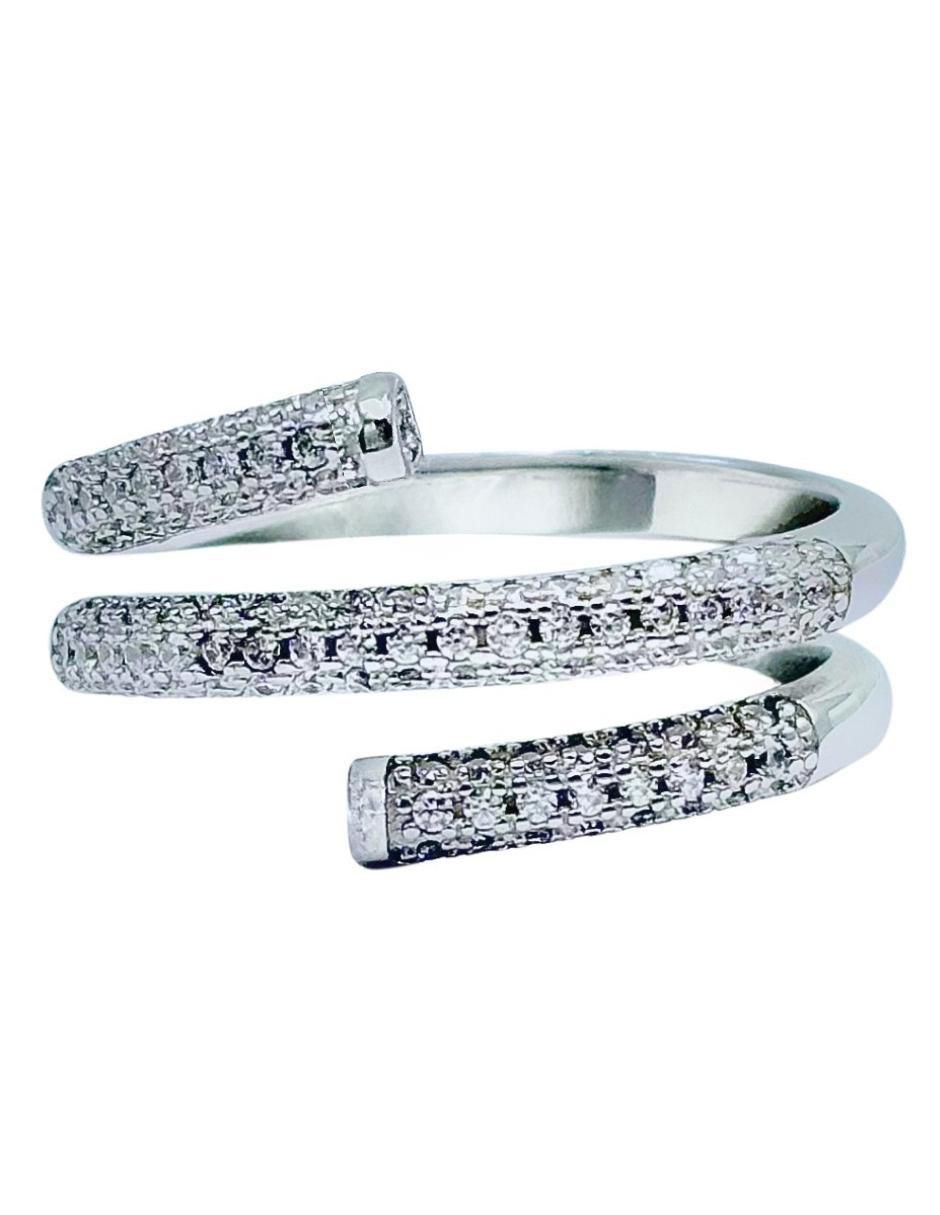 Anillo con gema semicircular Espiral P 925 de plata circonita pavé