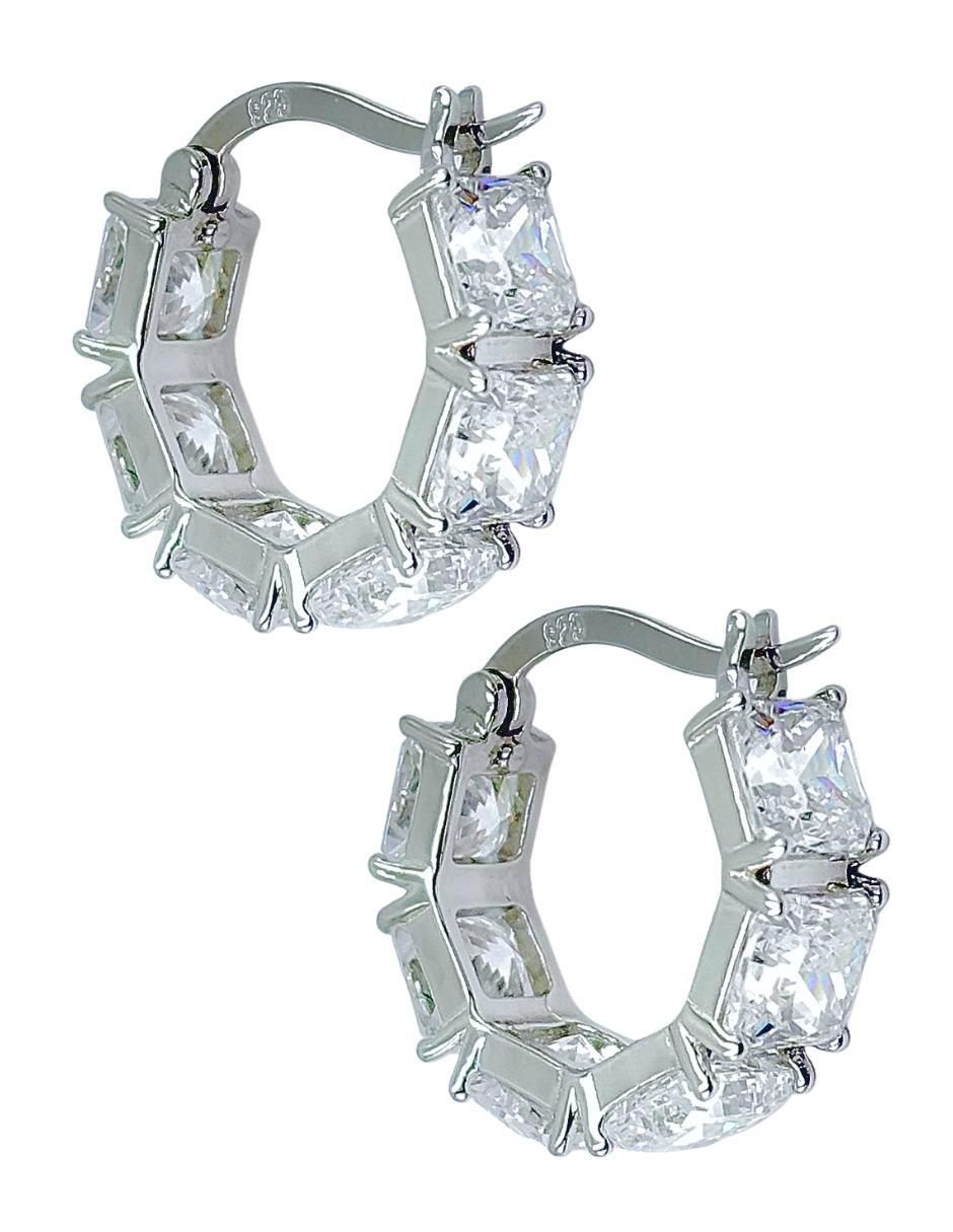 Arracadas de plata P 925 con acabado brillante zirconia Arracadas de plata P 925 con acabado brillante zirconia
