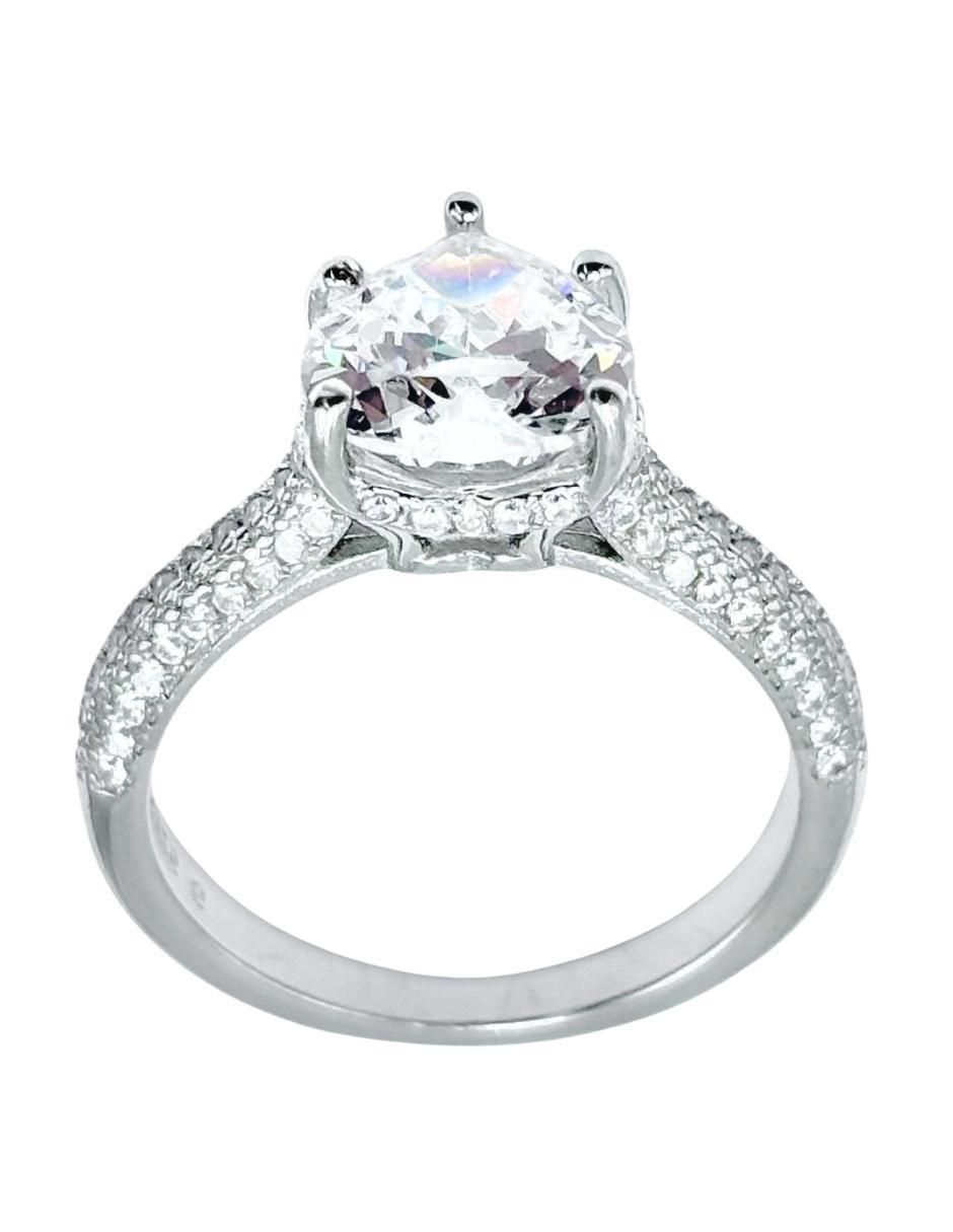 Anillo con gema de corazón P925 de plata zirconia cúbica pavé 2