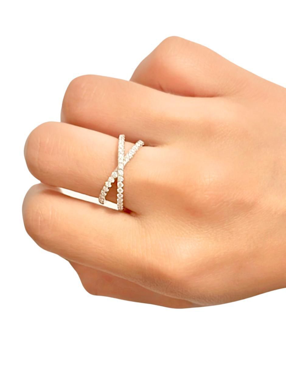 Anillo con gema de cruz P 925 de plata circonita pavé 2