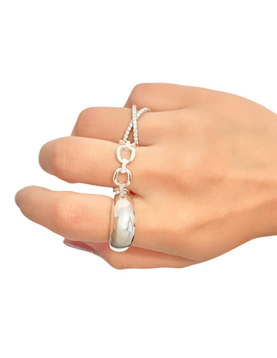 Anillo con gema de cruz P 925 de plata circonita pavé 3