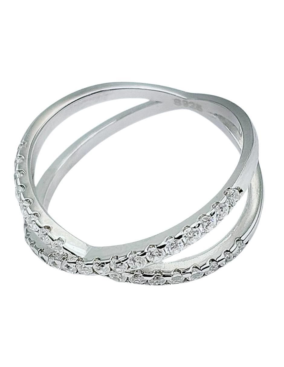 Anillo con gema de cruz P 925 de plata circonita pavé 4