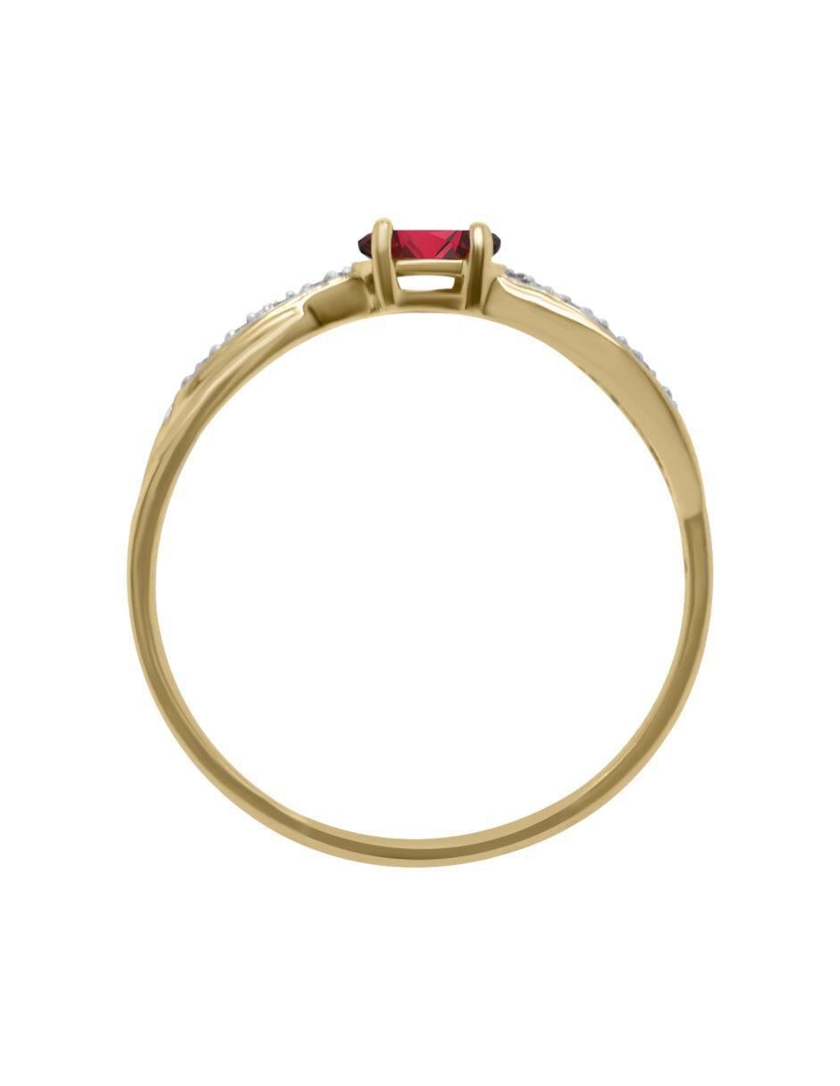 Anillo Jazmin 14 k de oro rubí y diamante brillante 3