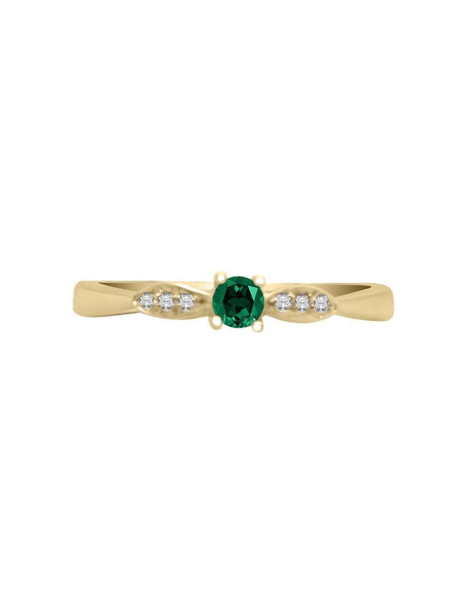 Anillo Javiera 14 k de oro esmeralda y diamante brillante