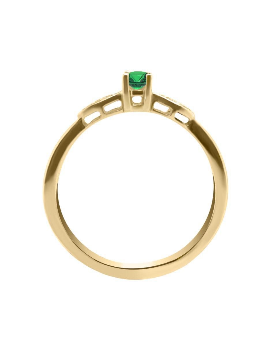 Anillo Javiera 14 k de oro esmeralda y diamante brillante 3