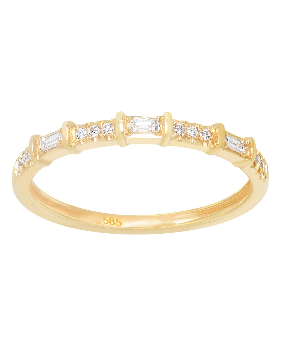 Anillo 14 k de oro diamante pavé