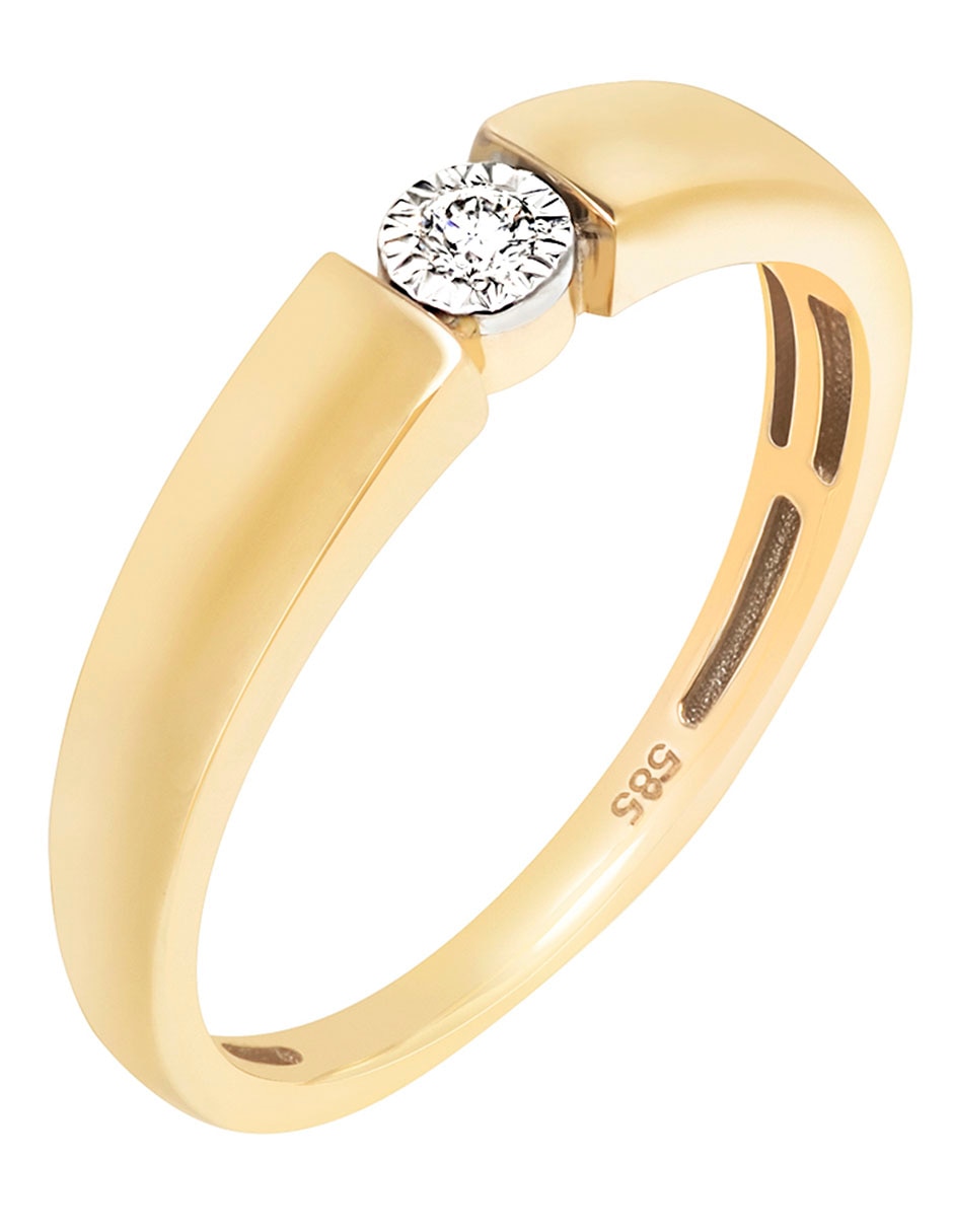 Anillo 14 k de oro diamante pulido