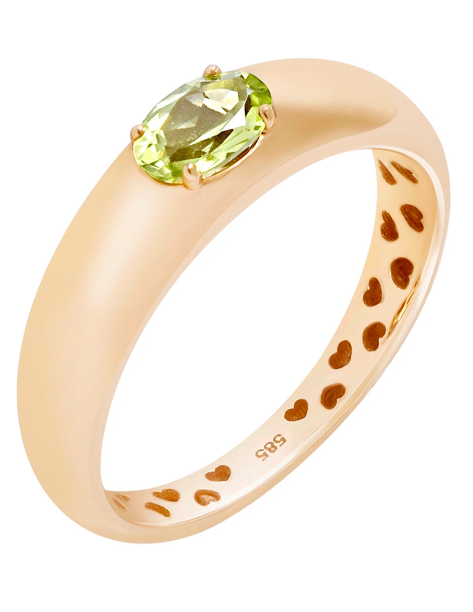 Anillo 14 k de oro peridoto pulido