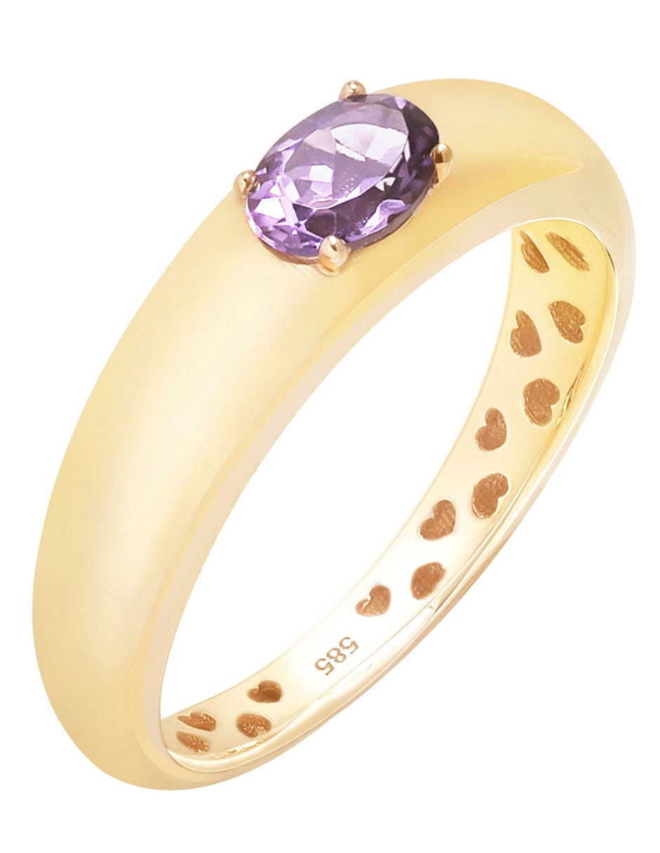 Anillo 14 k de oro amatista pulido