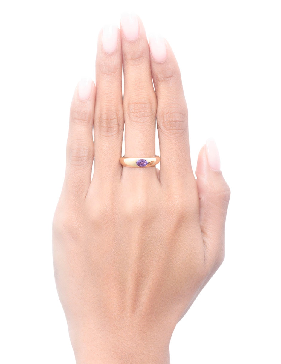 Anillo 14 k de oro amatista pulido 4