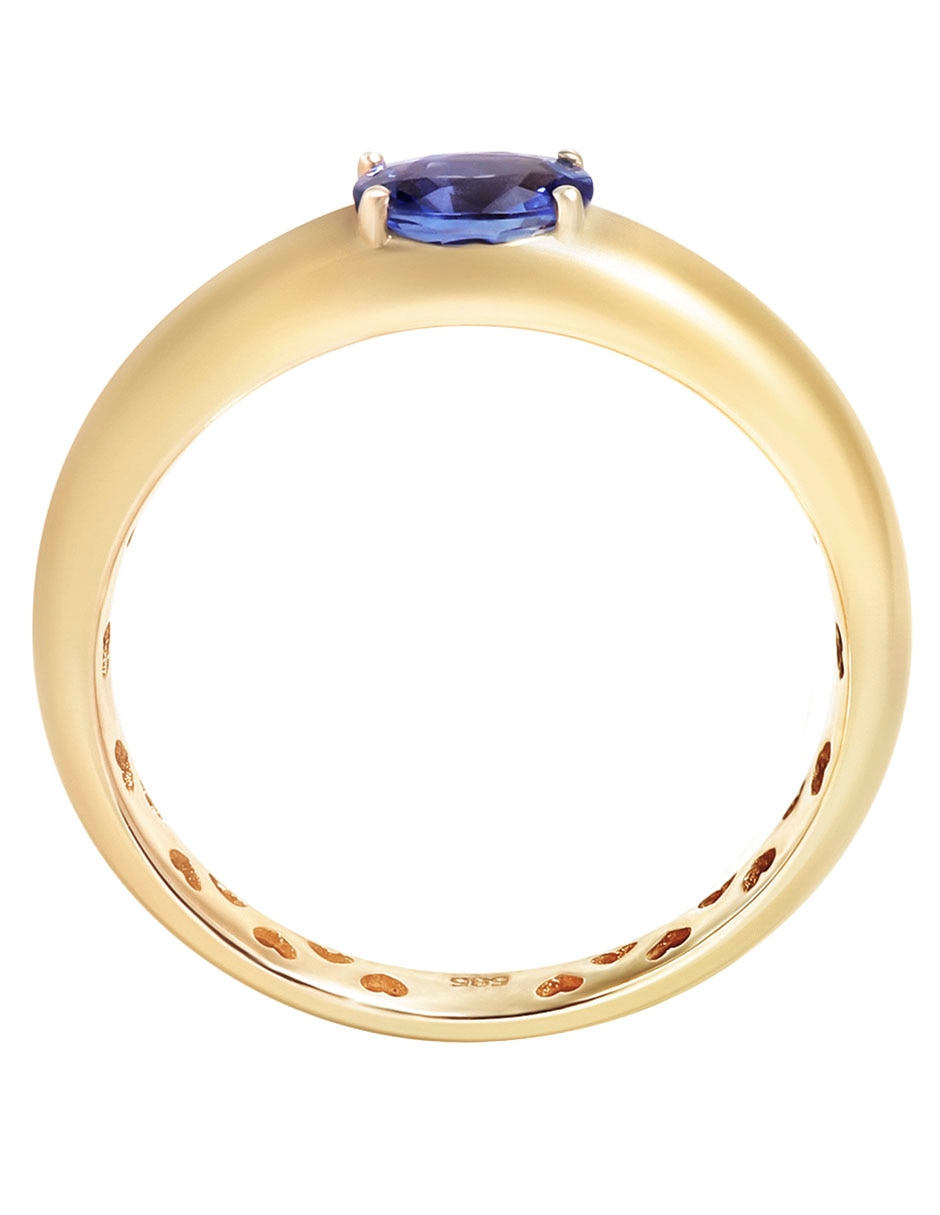 Anillo 14 k de oro zafiro brillante 3
